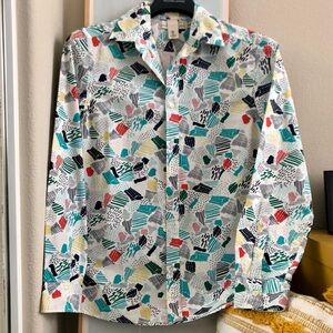 H&M L.O.G.G. MENS Patterned Cotton Shirt Size Small